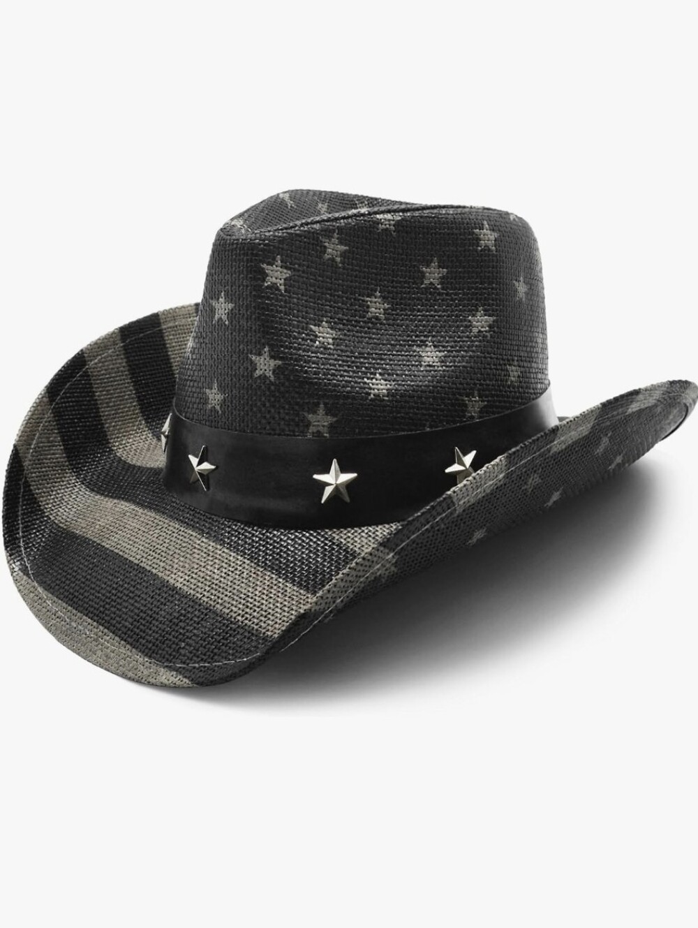 Fluffy Sense Women's Western Cowboy Hat Patriotic Stars And Stripes Grey/Black